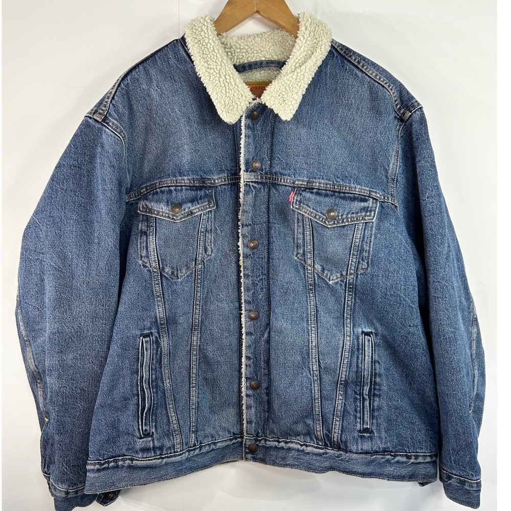 Levi's Sherpa Trucker Jacket XXL Denim Rugged Gorpcore Western Vintage Vibe